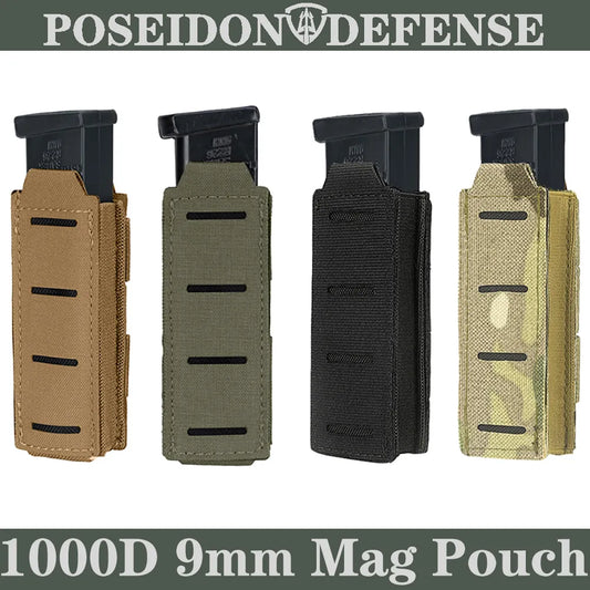 Tactical Molle 9mm Magazine Pouch Single Mag Carrier Holster Military Universal Pistol Flashlight Knife Holder Hunting Gear